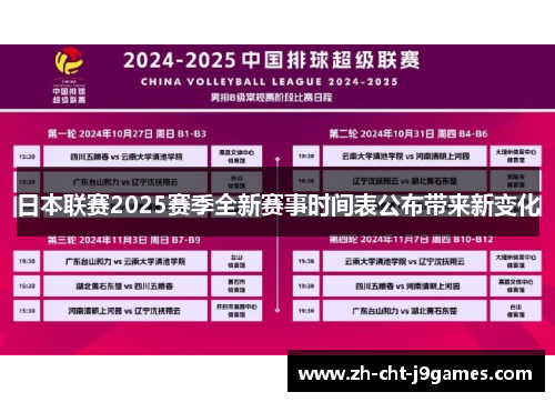 日本联赛2025赛季全新赛事时间表公布带来新变化 日本联赛2025赛季全新赛事时间表公布带来新变化